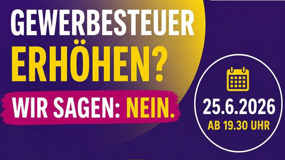 Gewerbesteuer erhöhen? Wir sagen: NEIN Austausch & Diskussion am 25.6.2026, A22 Augustinerstrasse 22, Esslingen